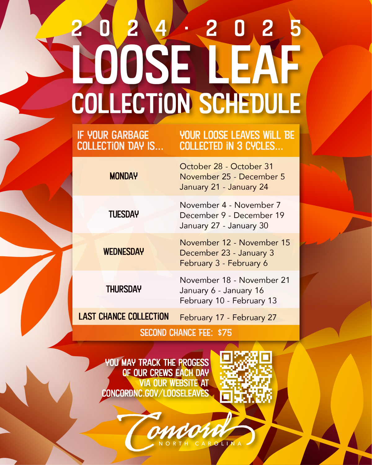 2024-2025 Loose Leaf Collection Schedule